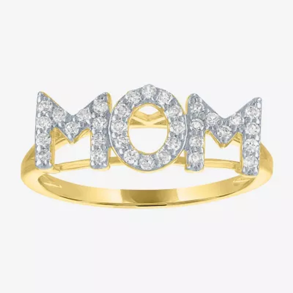 Diamond Addiction (G-H, Si2-I1) "Mom" Womens 1/4 CT. T.W. Lab Grown White 14K Gold Over Silver Sterling Band