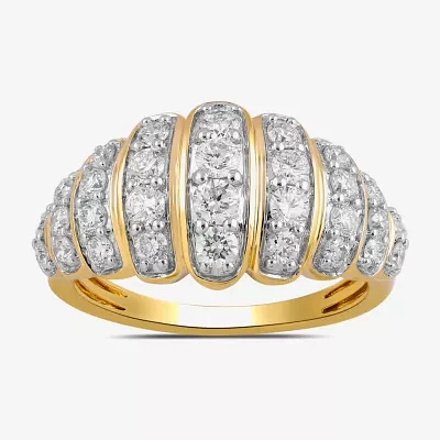 Womens 1 CT. T.W. Lab Grown White Diamond 14K Gold Over Silver Cocktail Ring