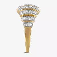 Womens 1 CT. T.W. Lab Grown White Diamond 14K Gold Over Silver Cocktail Ring