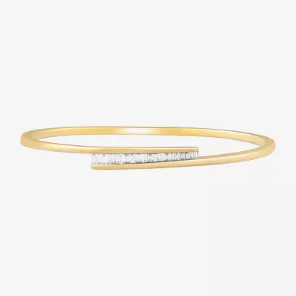 (F-Si1) Womens 1/2 CT. T.W. Lab Grown White Diamond 14K Gold Over Silver Bangle Bracelet