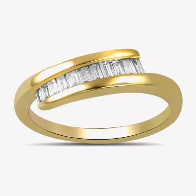 (F / Si1) Womens 1/4 CT. T.W. Lab Grown White Diamond Sterling Silver Crossover Cocktail Ring