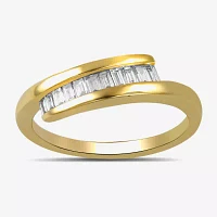 (F / Si1) Womens 1/4 CT. T.W. Lab Grown White Diamond Sterling Silver Crossover Cocktail Ring