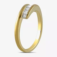 (F / Si1) Womens 1/4 CT. T.W. Lab Grown White Diamond Sterling Silver Crossover Cocktail Ring