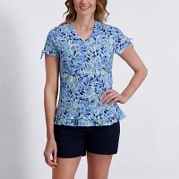 Stella Parker Womens V Neck Short Sleeve Tunic Top