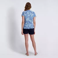 Stella Parker Womens V Neck Short Sleeve Tunic Top