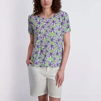 Stella Parker Womens Elbow Sleeve Regular Fit Button-Down Shirt