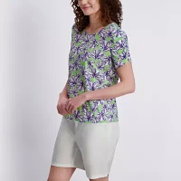 Stella Parker Womens Elbow Sleeve Regular Fit Button-Down Shirt