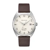 Bulova Frank Sinatra Mens Automatic Brown Leather Strap Watch 96b347