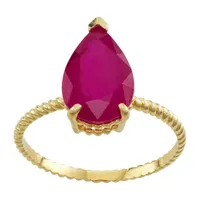 Womens Lead Glass-Filled Red Ruby 10K Gold Cocktail Ring