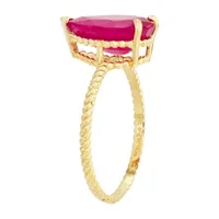 Womens Lead Glass-Filled Red Ruby 10K Gold Cocktail Ring