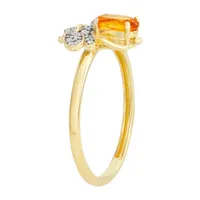 Womens Genuine Yellow Citrine & 1/10 CT. T.W. White Diamond 10K Gold Cocktail Ring