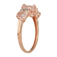 Womens Genuine Pink Morganite 10K Gold Heart Cocktail Ring