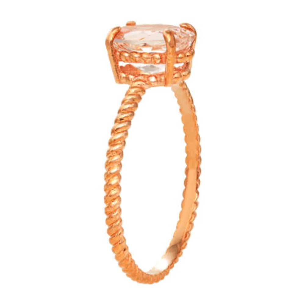 Womens Genuine Pink Morganite 10K Gold Cocktail Ring