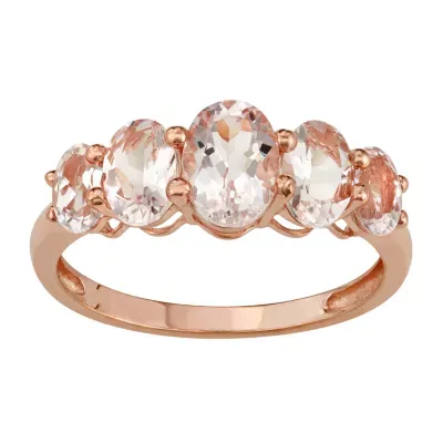 Womens Genuine Pink Morganite 10K Rose Gold Cocktail Ring