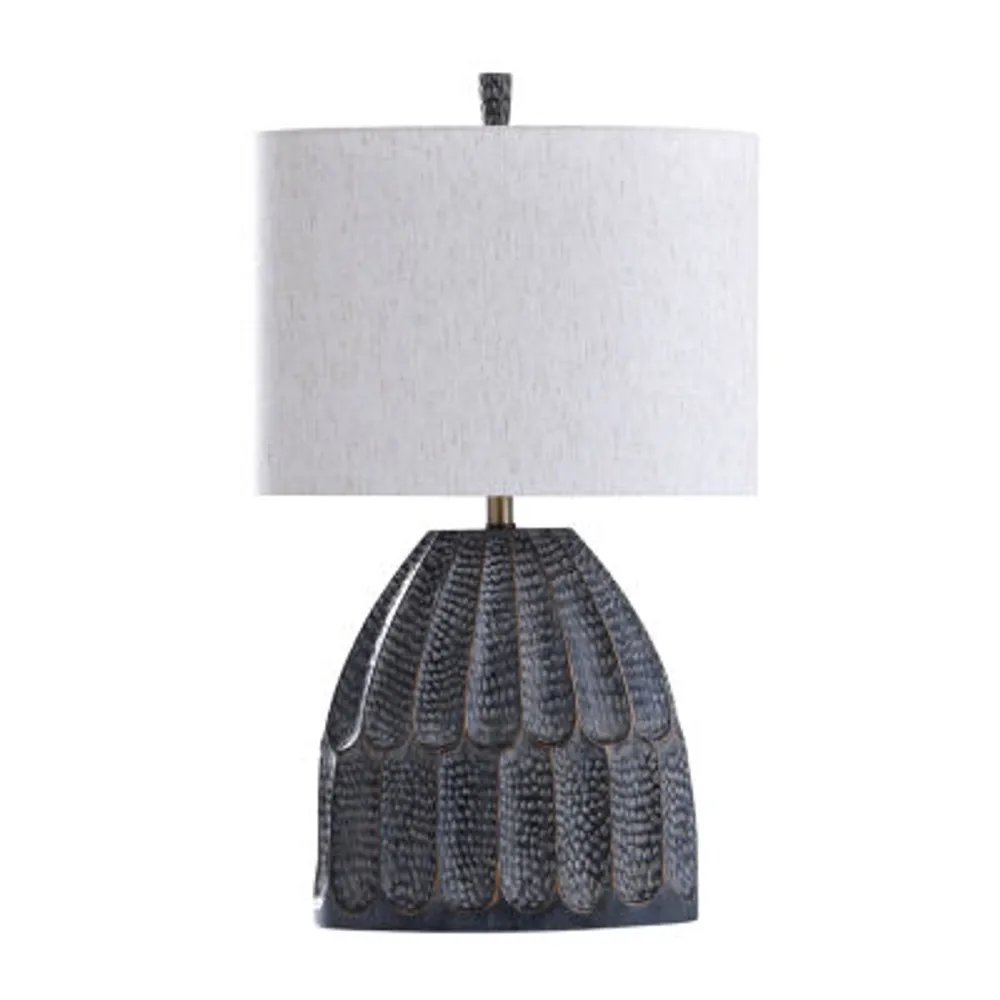 Stylecraft Transitional Black Hammered Texture Moulded Sage Finish Polyresin Table Lamp