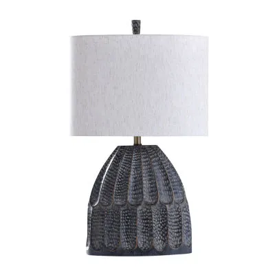 Stylecraft Transitional Black Hammered Texture Moulded Sage Finish Polyresin Table Lamp