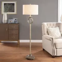 Stylecraft Brass Finish Ring With Moulded Wood Like Accents Floor Lamp