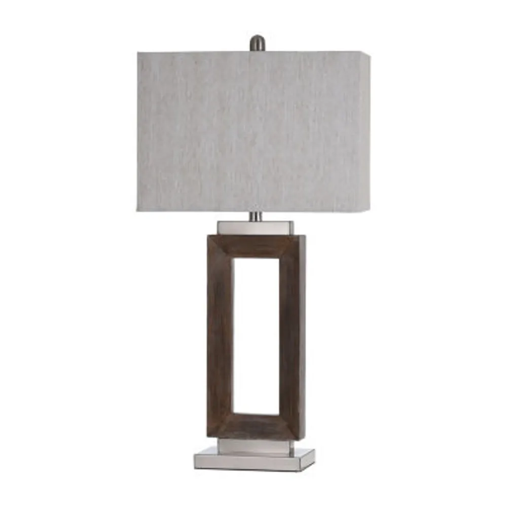 Stylecraft Moulded Hollow Rectangle Brushed Steel Accents Blue Finish Polyresin Table Lamp