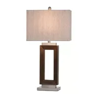 Stylecraft Moulded Hollow Rectangle Brushed Steel Accents Blue Finish Polyresin Table Lamp