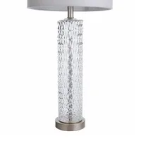 Stylecraft Diamond Textured Glass With Brushed Steel Base Table Lamp