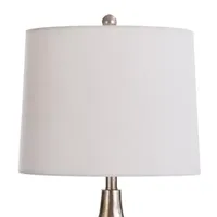 Stylecraft Contemporary Moulded Hammered Hollow Center And Black Base Silver Finish Polyresin Table Lamp