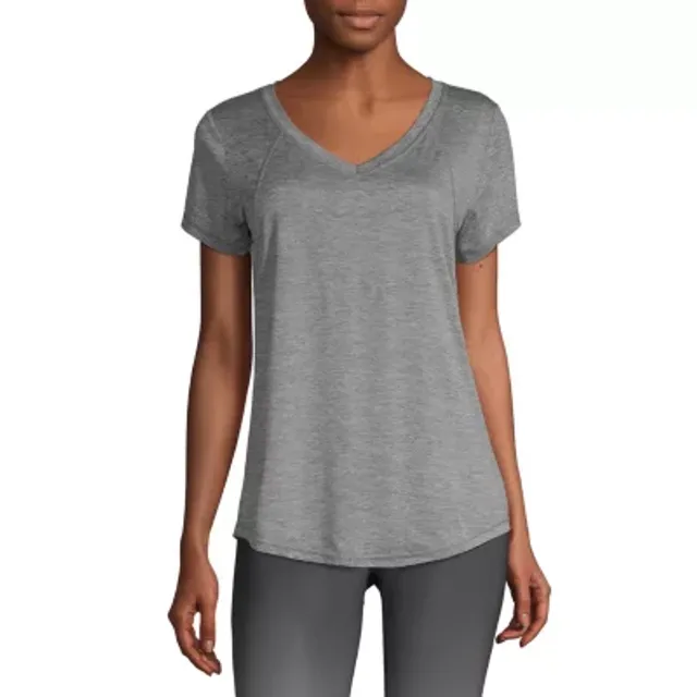 Xersion Womens V Neck Short Sleeve T-Shirt Petite