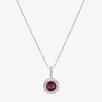 Sparkle Allure Crystal Pure Silver Over Brass 16 Inch Link Round Pendant Necklace