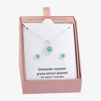 Sparkle Allure Womens Blue Crystal Pure Silver Over Brass Round 2-pc. Jewelry Set