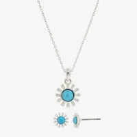 Sparkle Allure Womens Blue Crystal Pure Silver Over Brass Round 2-pc. Jewelry Set