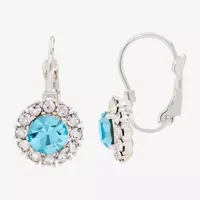 Sparkle Allure Crystal Pure Silver Over Brass Round Drop Earrings