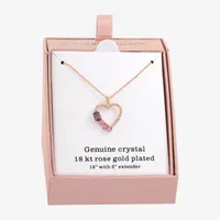 Sparkle Allure Crystal 18K Rose Gold Over Brass 16 Inch Link Heart Pendant Necklace