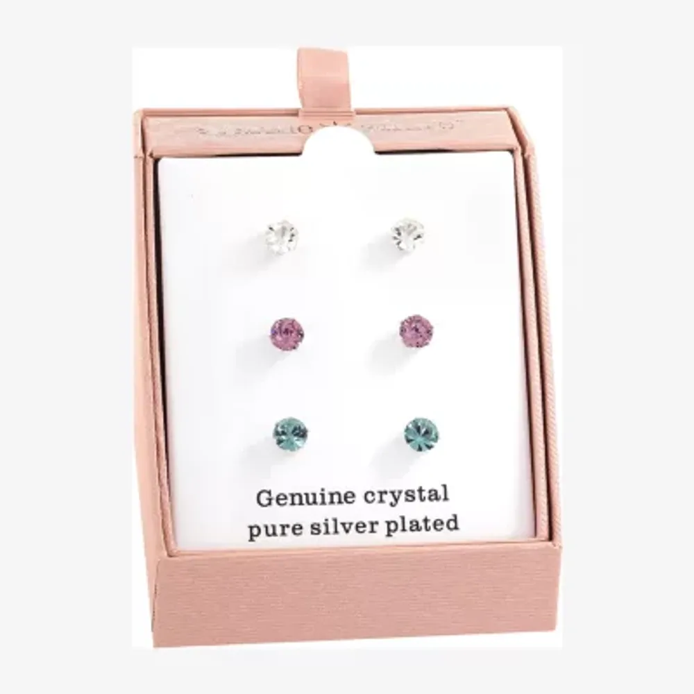 Sparkle Allure 3 Pair Crystal Round Earring Set