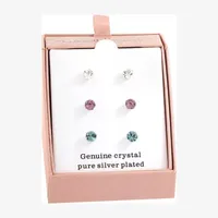 Sparkle Allure 3 Pair Crystal Round Earring Set