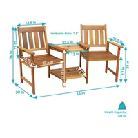 Meranti Wood Jack-and-Jill Chairs with Patio Table