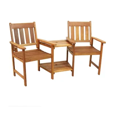 Meranti Wood Jack-and-Jill Chairs with Patio Table