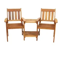 Meranti Wood Jack-and-Jill Chairs with Patio Table