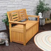 Meranti Wood Patio Outdoor Storage Bench