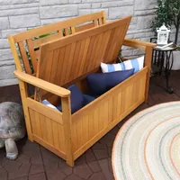 Meranti Wood Patio Outdoor Storage Bench