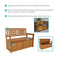 Meranti Wood Patio Outdoor Storage Bench