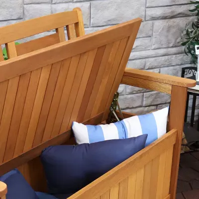 Meranti Wood Patio Outdoor Storage Bench