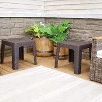 2pc Plastic Square Patio Side Table