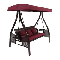 3 Person Canopy Patio Swing with Side Tables