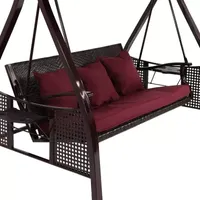 3 Person Canopy Patio Swing with Side Tables