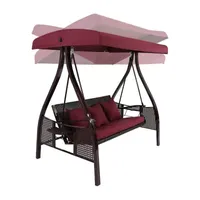 3 Person Canopy Patio Swing with Side Tables