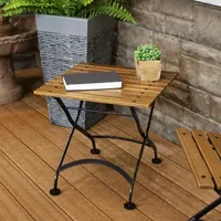 European Wood Folding Square Patio Side Table