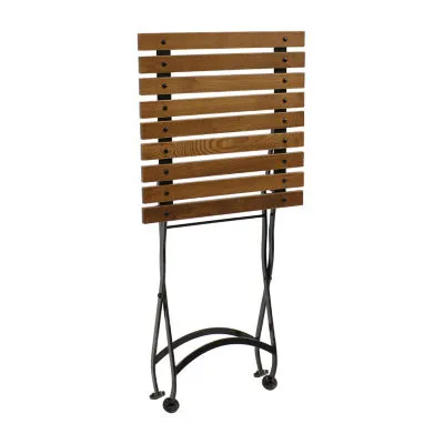 European Wood Folding Square Patio Side Table