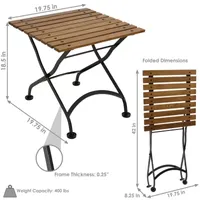 European Wood Folding Square Patio Side Table