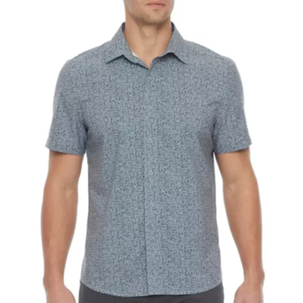 Stylus Big & Tall Mens Stretch Short Sleeve Button-Down Shirt