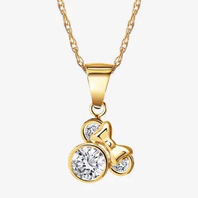 Disney Classics Girls Lab Created Cubic Zirconia 14K Gold Pendant Necklaces