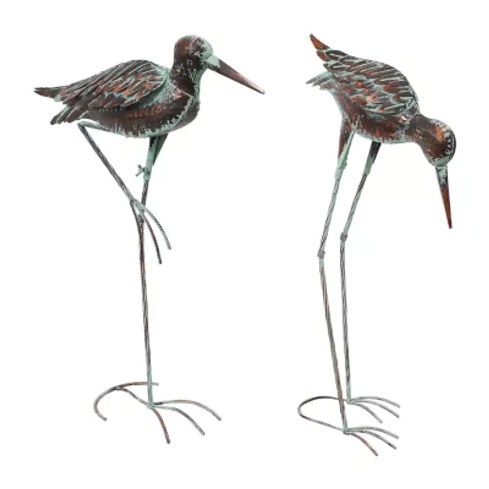 Net Health Shops Patina Crane Metal Statue 2-pc. Yard Art